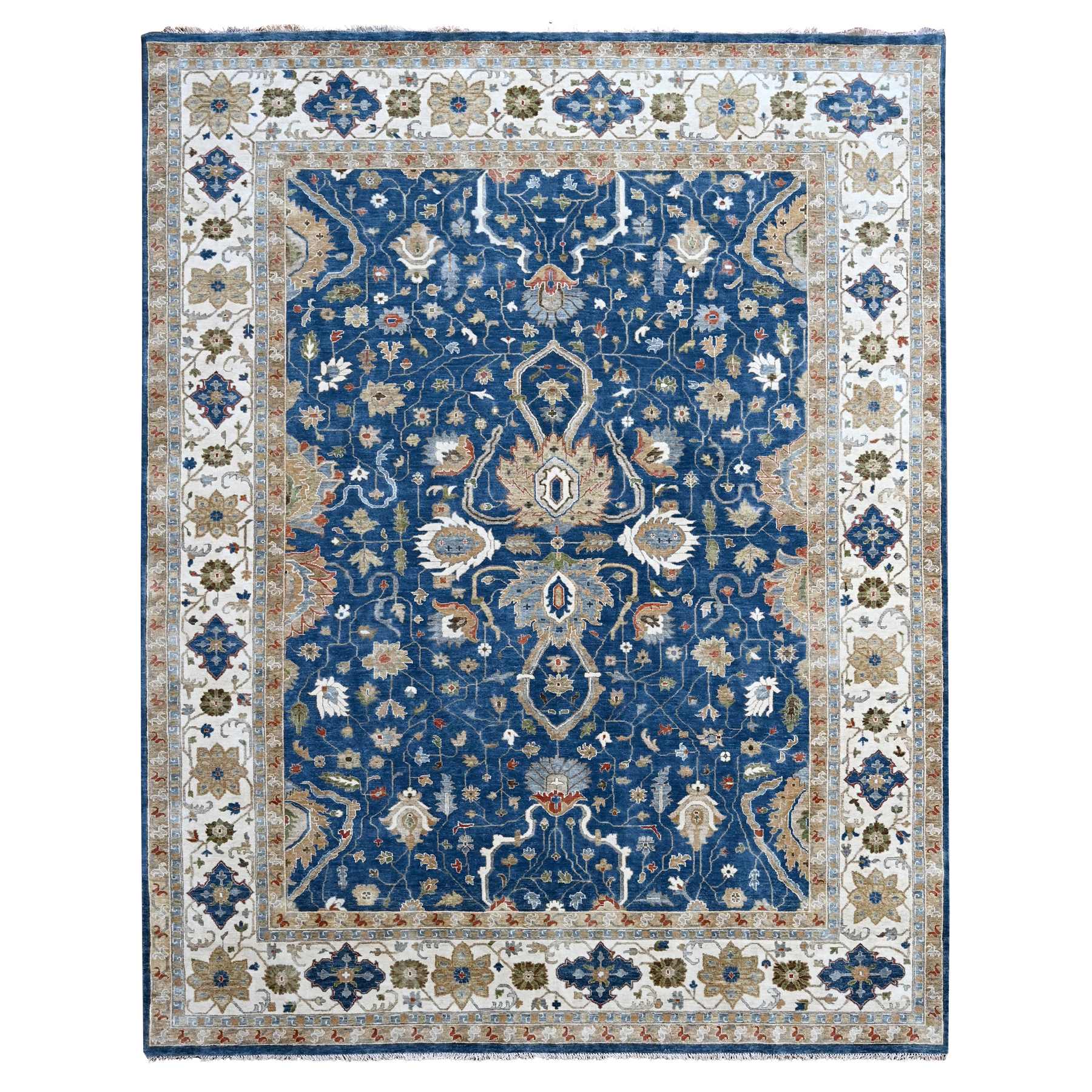Patriot Blue, Pure Wool Sultanabad All Over Design, Hand Knotted, Oriental Rug